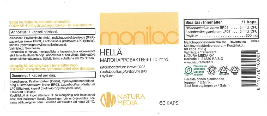 Monilac Hellä, 60 kaps. (Natura Media) - Image 2