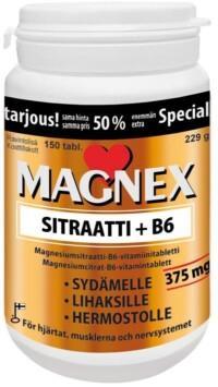Magnex Sitraatti + B6, 150 tabl. 50% enemmän (Vitabalans)